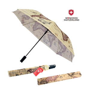 몽크로스 2단 고지도 패턴 반자동 우산