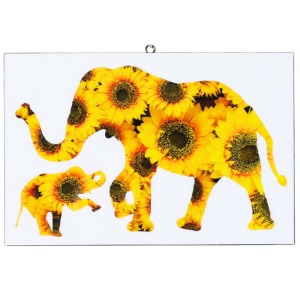 아크릴그림-40×60 해바라기코끼리두마리 풍수 집들이 개업 선물 그림 인테리어 꽃그림 액자