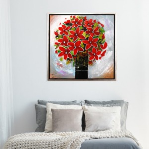 캔버스유화 레드꽃나무 1457 65x65 꽃그림 집들이 개업 선물 그림액자 인테리어액자
