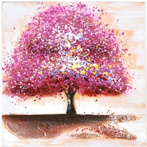 유화 솜사탕핑크 나무그림 60×60 풍수에 좋은 그림 거실인테리어액자 사랑나무