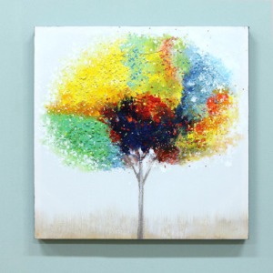 캔버스유화 레인보우트리 60×60 풍수좋은그림 행운나무 복들어오는그림