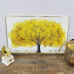 풍수그림 돈들어오는 노란 황금돈나무그림 40x60 풍수지리그림 보석 큐빅액자