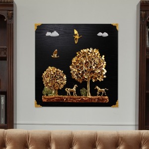 FKSA-부조액자 황금빛나무 말그림 50×50