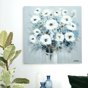 캔버스그림 8046B 하얀 모란꽃화병 80×80 돈들어오는그림 거실인테리어 대형액자